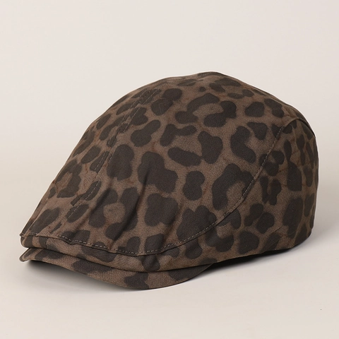 Gorra Ivy Con Estampado De Leopardo Algodón Ajustable Sombrero Plano Retro Casual De Moda Para Mujer