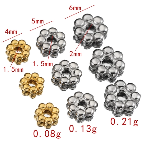 Stainless Steel Snowflake Flower Spacer Beads Gold Plated DIY Jewelry Making Findings Bracelet Necklace Craft Accessories