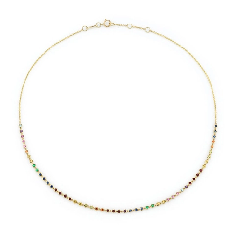 Squisita Collana Di Zirconia Arcobaleno Catena In Argento Sterling S925 Con Pendente In Rame Per Donna Placcato Oro