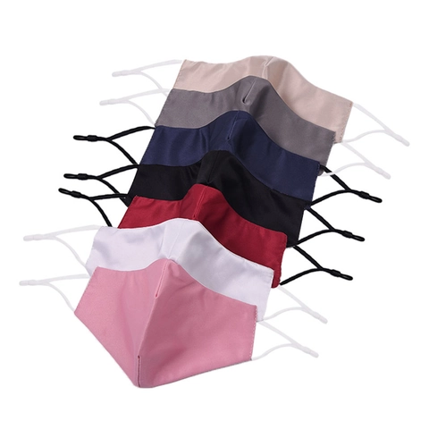 Reusable Face Mask Satin Cotton Fabric Protective Washable Adjustable Breathable Solid Color Outdoor Daily Wear Unisex
