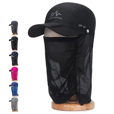 Outdoor Sun Protection Hat UPF 50+ Breathable Quick Dry Polyester Mesh Neck Face Flap Foldable Baseball Cap For Fishing Hiking