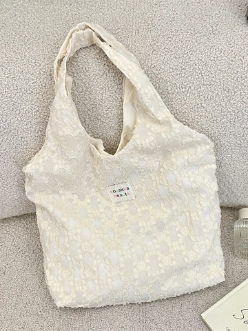 Sac À Épaule Femme Jacquard 3D Floral Texture Dentelle Cabas Grande Capacité Sac Sous L'Aisselle Élégant Décontracté