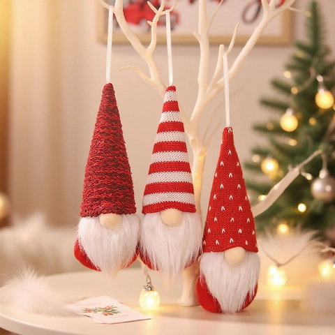 Ornamenti Gnomo Di Natale Bambola Senza Volto In Maglia Tomte Svedese Appeso Barba Di Peluche Decorazione Albero Festivo Stile Nordico