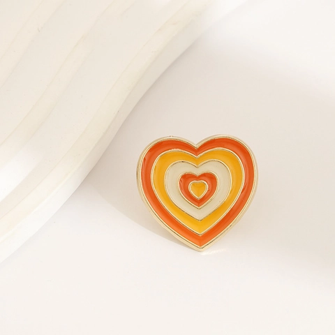 Broche de Esmalte de Corazón con Degradado de Arcoíris Creativo Aleación Forma de Corazón Insignia para Mochila Ropa Joyería Regalo