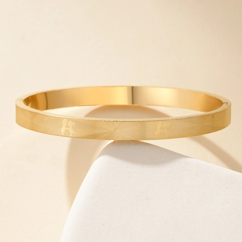 Bracciale Rigido Testurizzato In Acciaio Inossidabile Motivo Geometrico Minimalista Retro Per Coppie Gioielli Unisex