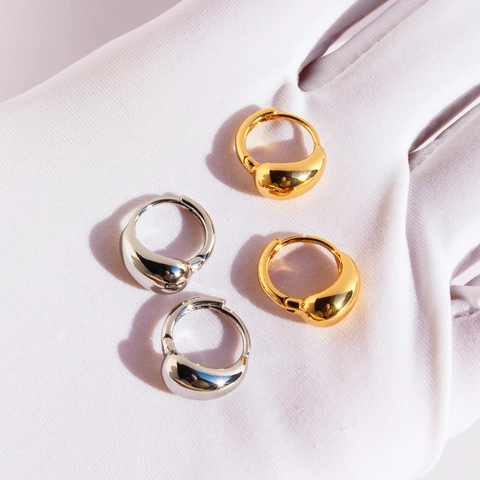 Minimalist Brass Teardrop Hoop Earrings For Women Fashion Geometric Waterdrop Huggie Earrings Daily Commute Jewelry