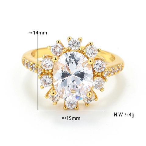 Luxe Koper Vergulde Ovale Zirconia Zonnebloem Halo Verstelbare Open Ring Voor Vrouwen Bruiloft Verloving Mode Sieraden
