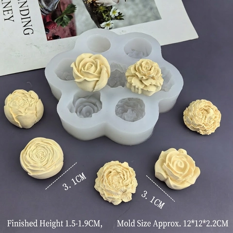 Flower Silicone Mold Multiple Cavities For Baking Chocolate Fondant Resin Gypsum DIY Handmade Crafting Rose Peony Shape