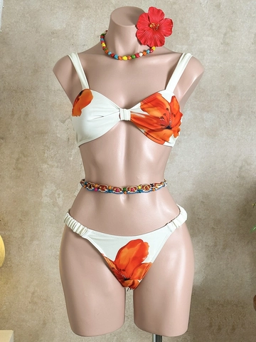 Top E Slip Bikini Costume Da Bagno Donna Stampa Floreale Poliestere Spandex Asciugatura Rapida Spiaggia Vacanza Sexy