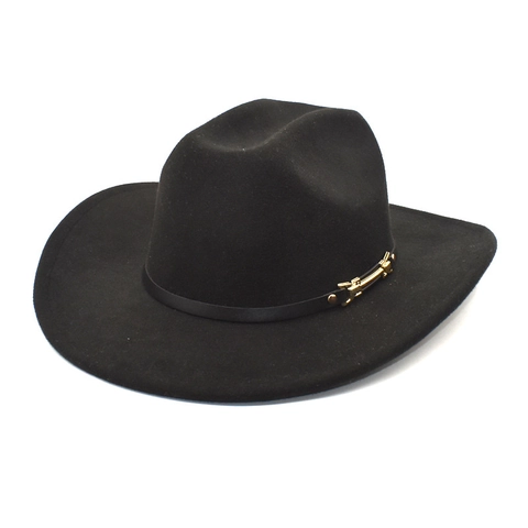 Cappello Fedora A Tesa Larga Feltro Di Lana Western Cowboy Jazz Hat Cinturino In Pelle Fibbia Dorata Retro Per Donne