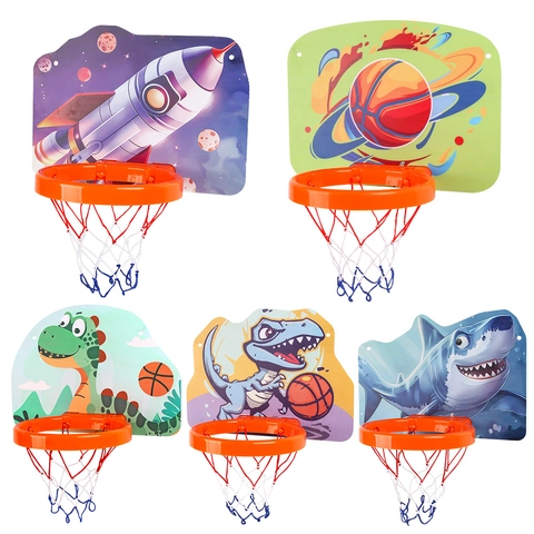 Panier De Basket Mural Mini LED Lumineux Pliable Sans Perçage Intérieur Extérieur Dinosaure Plastique Jouet Sportif