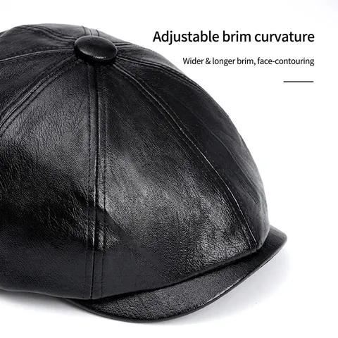 Retro Newsboy Pet PU Leer Baret Verstelbaar Waterdicht Winddicht Warm Mode Achthoekige Hoed Voor Heren En Dames