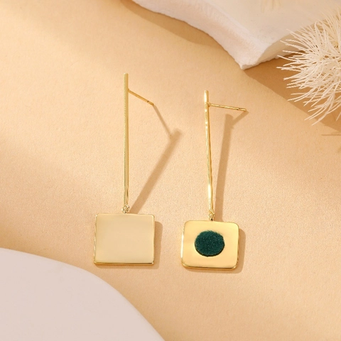 Vintage Geometric Dangle Earrings Stainless Steel Long Drop Square Textured Ring Twisted Rope Minimalist Jewelry For Women