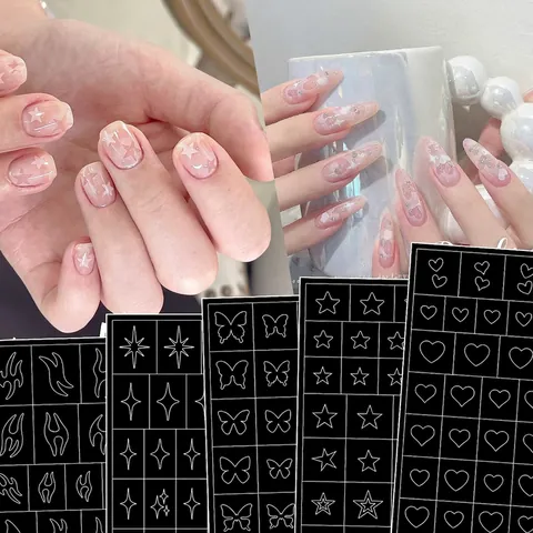 Adesivi Per Unghie Svuotati Stampini Farfalla Cuore Fiamma Stella Forme Accessori Per Manicure Fai Da Te Decorazione Stile Francese