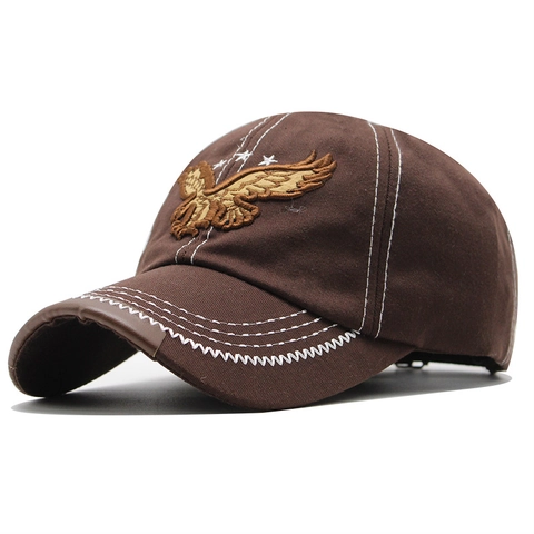 Eagle Embroidery Baseball Cap Washed Cotton Sun Protection Outdoor Vintage Contrast Stitching Men Women