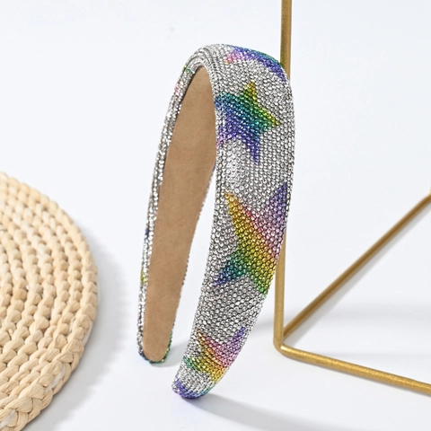 Strass Sterren Haarband Breed Gevoerd Fonkelend Luxe Mode Haaraccessoires Voor Dames Handgemaakt