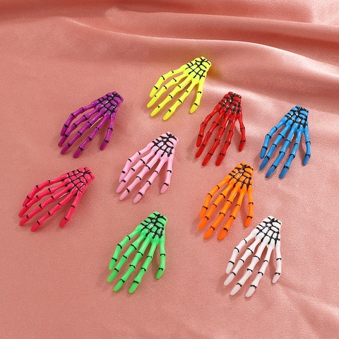 Skeleton Hand Hair Clips Halloween Gothic Punk Bone Hairpins Acrylic Ghost Claw Hair Accessories For Women