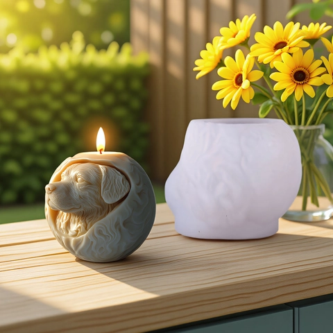 Cute Puppy Dog Silicone Mold For Scented Candle Making DIY 3D Animal Shape Craft Resin Soap Plaster Food Grade