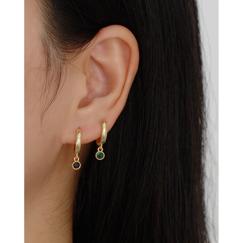 Pendientes Huggie Hoop De Plata De Ley 925 Con Colgante Redondo De Zircón Colorido Joyería Minimalista Para Mujeres