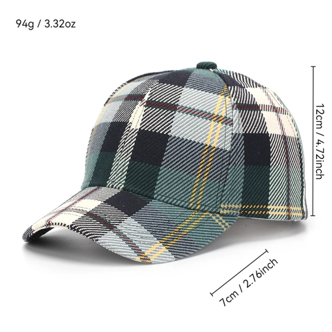 Casquette De Baseball À Carreaux Rétro Style Britannique Vintage Réglable Visière Courbée Chapeau De Soleil