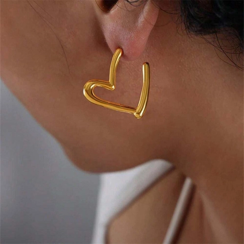 Orecchini A Forma Di Cuore E Goccia D'acqua Placcati Oro 18K Acciaio Inossidabile Lucidato A Specchio Gioielli Di Lusso Da Donna