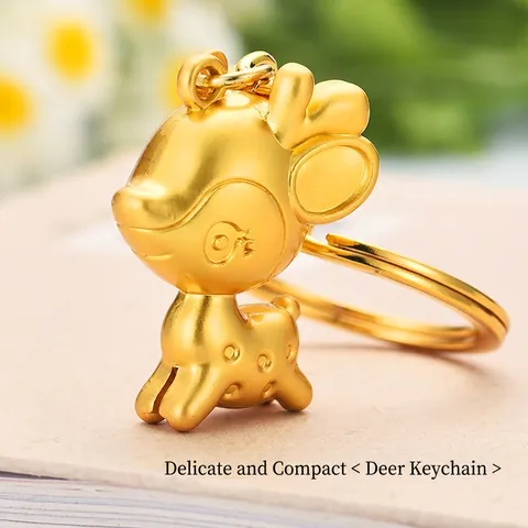 Creative Cartoon 3D Cute Deer Keychain Metal Zinc Alloy Electroplated Animals Pendant Keyring For Car Bag Charm Gift Unisex