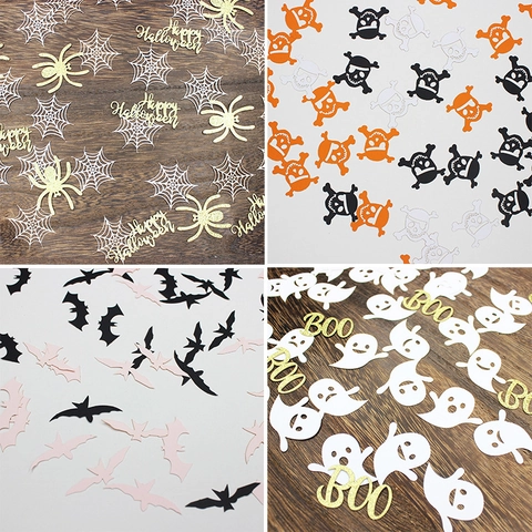 Halloween Konfetti Glitzer Papier Kürbis Totenkopf Spinne Fledermaus Geist Formen Party Tisch Deko Gruselig Festlicher Schmuck