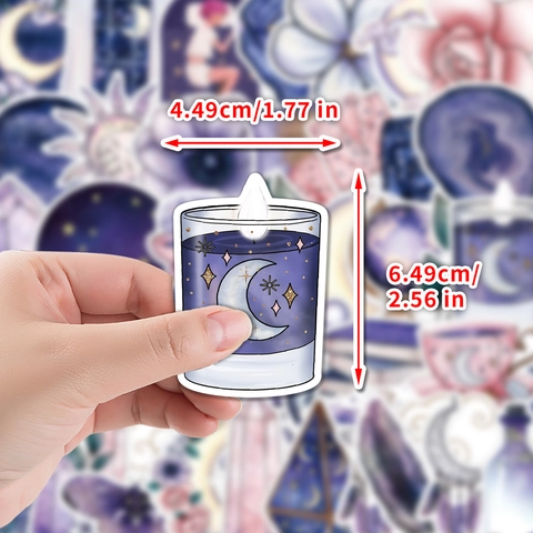 Adesivi In Vinile Impermeabili Tema Cielo Stellato Luna Tarocchi Per Laptop Borraccia Bagagli Scrapbooking Estetico Viola