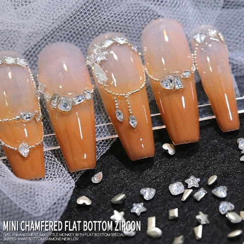 Mini Decorazioni Per Nail Art In Zircone Strass A Fondo Piatto Smussato Per Manicure Fai Da Te Forme Miste Gemme Colorate