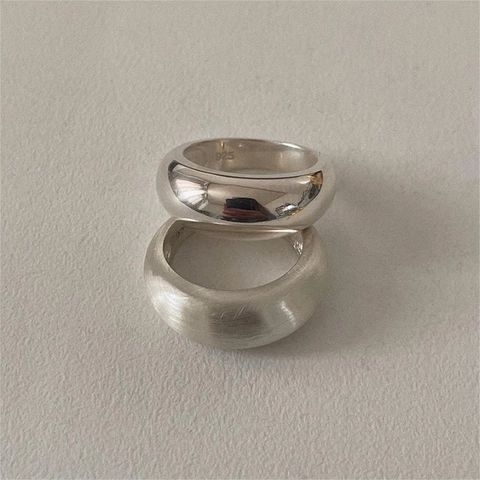 Anello In Argento Sterling 925 Finitura Opaca Spazzolata Fascia Larga Chunky Gioielli Minimalisti Donna
