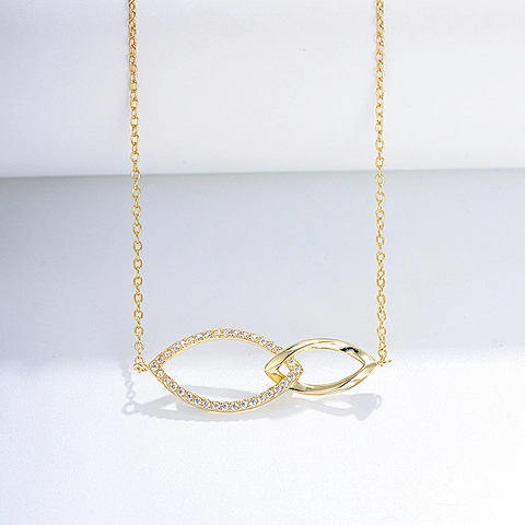 925 Sterling Zilveren In Elkaar Grijpende Dubbele Ring Ketting Minimalistische Geometrische Hanger Sieraden Met Witte Zirkonia