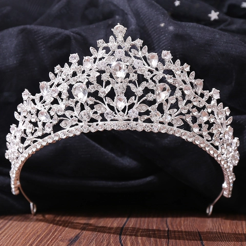 Corona De Novia Barroca Lujosa Tiara Para Mujeres Accesorios Para El Cabello De Boda De Aleación De Diamantes De Imitación