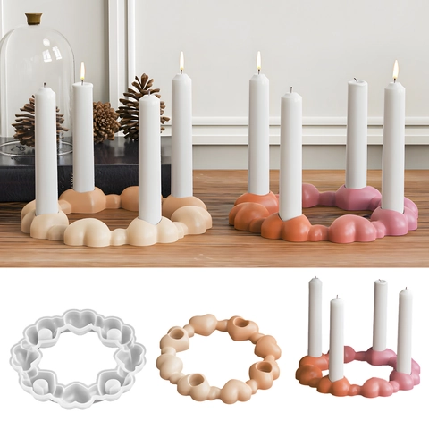 DIY Herzform Silikon Kerzenständer Form Ring Blase Design Für Handgefertigte Kerzenhalter Harz Gips Handwerk Schreibtisch Ornament