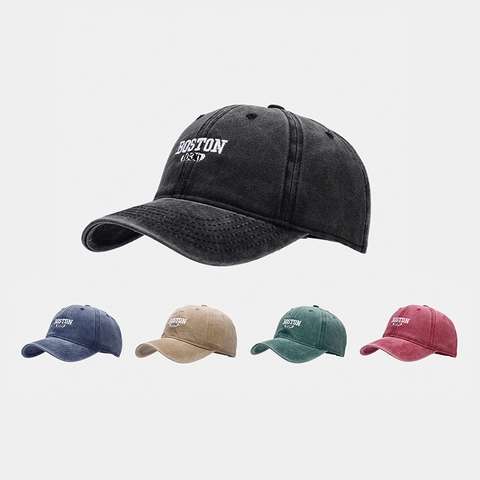 Cappello Da Baseball In Cotone Lavato Vintage Distressed Protezione Solare Cappello Sportivo All'aperto Unisex Ricamo Boston