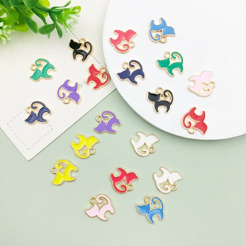 Ciondoli Gatto Lega Smalto Goccia Olio Pendenti Per Creazione Gioielli DIY Orecchini Collana Braccialetto Accessori Cartone Animato Animale Carino