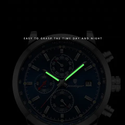 Heren Horloge Quartz Waterdicht Chronograaf Lichtgevend Datum Sportieve Business Lederen Band Legering Kast Luxe Stijl