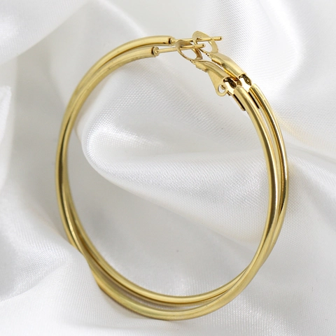 Minimalistische Große Creolen Aus Edelstahl 18K Vergoldet Mode Geometrisch Rund Für Damen