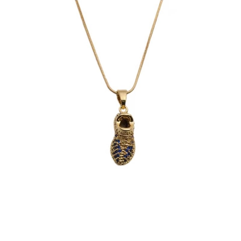 Sneaker Hanger Ketting Koper Verguld Met Kleurrijke Zirkonia Slangenketting Voor Dames Mode Sieraden