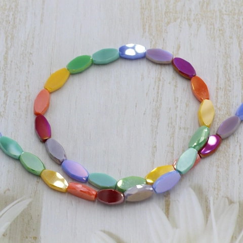Perline In Vetro Di Cristallo Sfaccettate Ovali Colorate Rivestimento AB Arcobaleno Forma A Fuso Per Gioielli DIY Bracciali