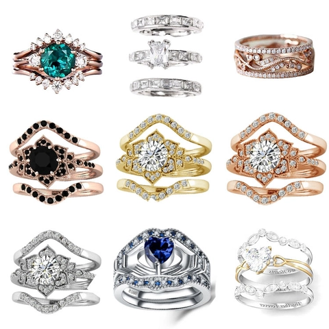 Anelli Eleganti In Zirconia Per Donna Rame Pietra Preziosa Impilabili Gioielli Matrimonio