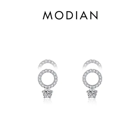 Orecchini A Lobo In Argento Sterling Con Zirconia Cubica Rotondi Geometrici Micro Pavé Gioielli Eleganti Per Donne