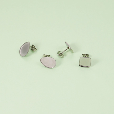 Supports De Boucles D'oreilles En Acier Inoxydable Base Vierge Plateaux Goutte D'eau Carré Pour DIY Bijoux Avec Earring Post