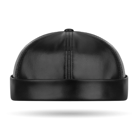 Unisex PU Leer Miki Hoed Docker Cap Effen Kleur Winter Warm Beanie Met Fleecevoering Verstelbaar Hip Hop Yuppie Hoed