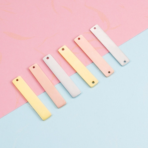 Colgantes Rectangulares Acero Inoxidable 304 Pulido Espejo Dijes En Blanco Para Fabricación De Joyas Bricolaje Collar