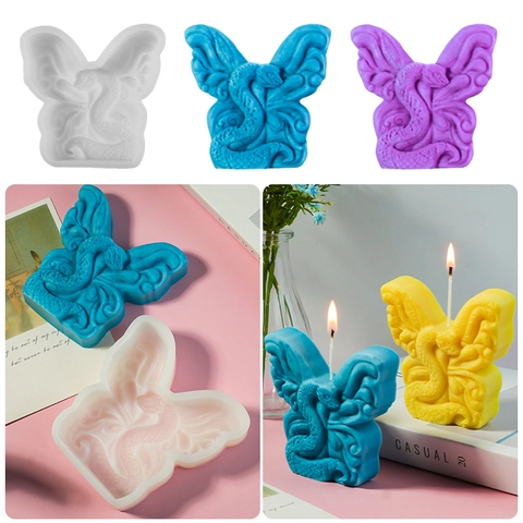 Snake Butterfly Wings Silicone Mold DIY Handmade Aromatherapy Candle Plaster Resin Soap Craft Relief Design