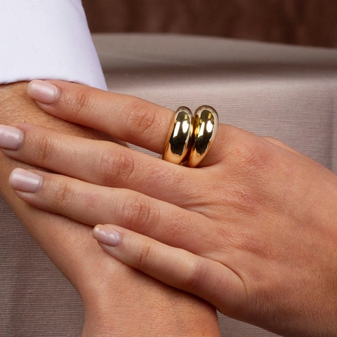 Minimalist Stainless Steel Dome Ring For Women Men High Polished Mirror Finish Vintage Gold Silver Chunky Bread Ring Fashion Jewelry