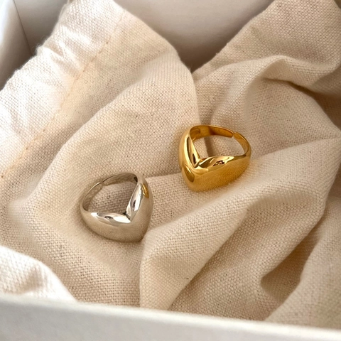 Anello Cuore In Argento Sterling 925 Minimalista Regolabile Lucido Elegante Gioielli Per Donne
