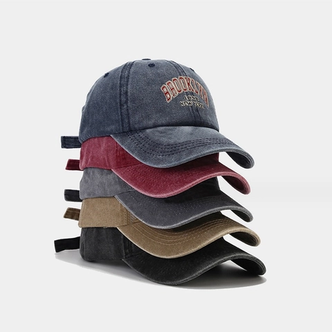 Cappello Da Baseball In Cotone Lavato Vintage Distressed Brooklyn 1898 Ricamo Regolabile Retrò Cappello Da Sole Unisex