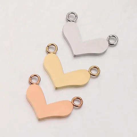 Conectores De Joyería De Corazón Acero Inoxidable Pulido Espejo Doble Agujero Para Fabricación De Collares Pulseras DIY Charms