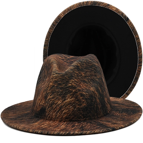 Cappello Fedora Classico A Tesa Larga Con Motivo Lava Texture Animale Feltro Per Uomini Donne Stile Britannico
